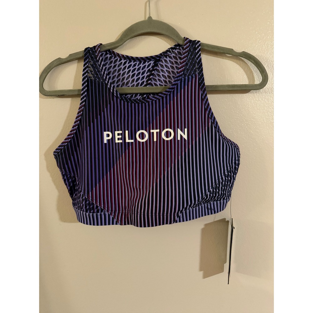 Peloton x WITH Wear It To Heart Striped Sports Bra L and Leggings S Set Purple - Picture 6 of 9